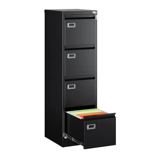 4 Drawer File Cabinet with Lock, Metal File Cabinets for Home Office,Vertical Filing Cabinets Office Storage Cabinet