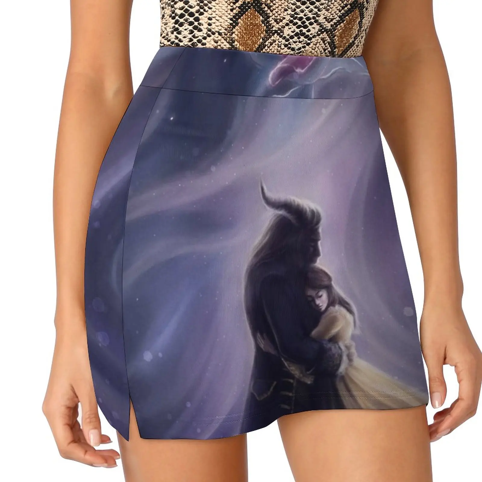 Rok Wanita Rok Mini Rok Garis A dengan Saku Tersembunyi Dongeng