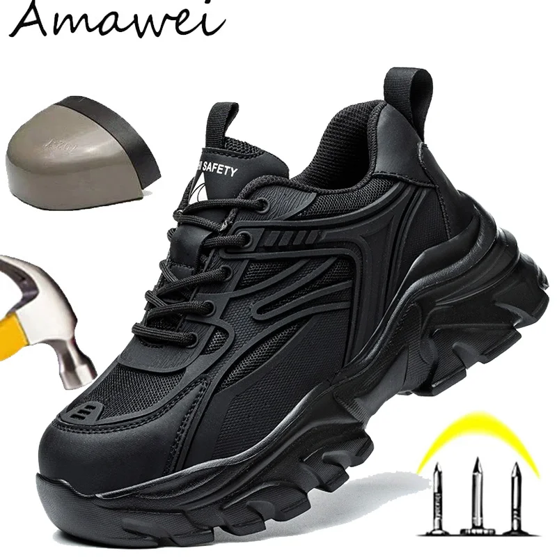 Work Sneakers Steel Toe Shoes Womens Safety Shoes Puncture-Proof Work Shoes Fashion Indestructible Footwear Security Boots