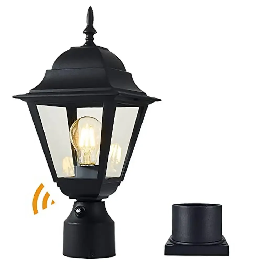 

Outdoor Dusk to Dawn Post Lantern with Pier Mount Base Rust-Proof Aluminum Clear Glass Weather Resistant Photocell Sensor