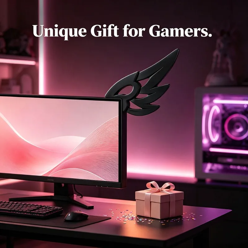 3D Wing Monitor Ornament Kawaii E Sports Desk Setup Accessories Aesthetic Computer Screen Decor Cute Gift For Girls Desktop Bedr