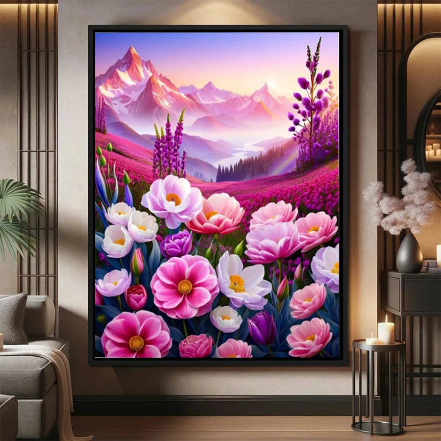

Diamond Painting Kit New Beautiful Flower Mountain Scenery Cross Stitch Diamond Mosaic Picture Embroidery Adult Decoration Gift