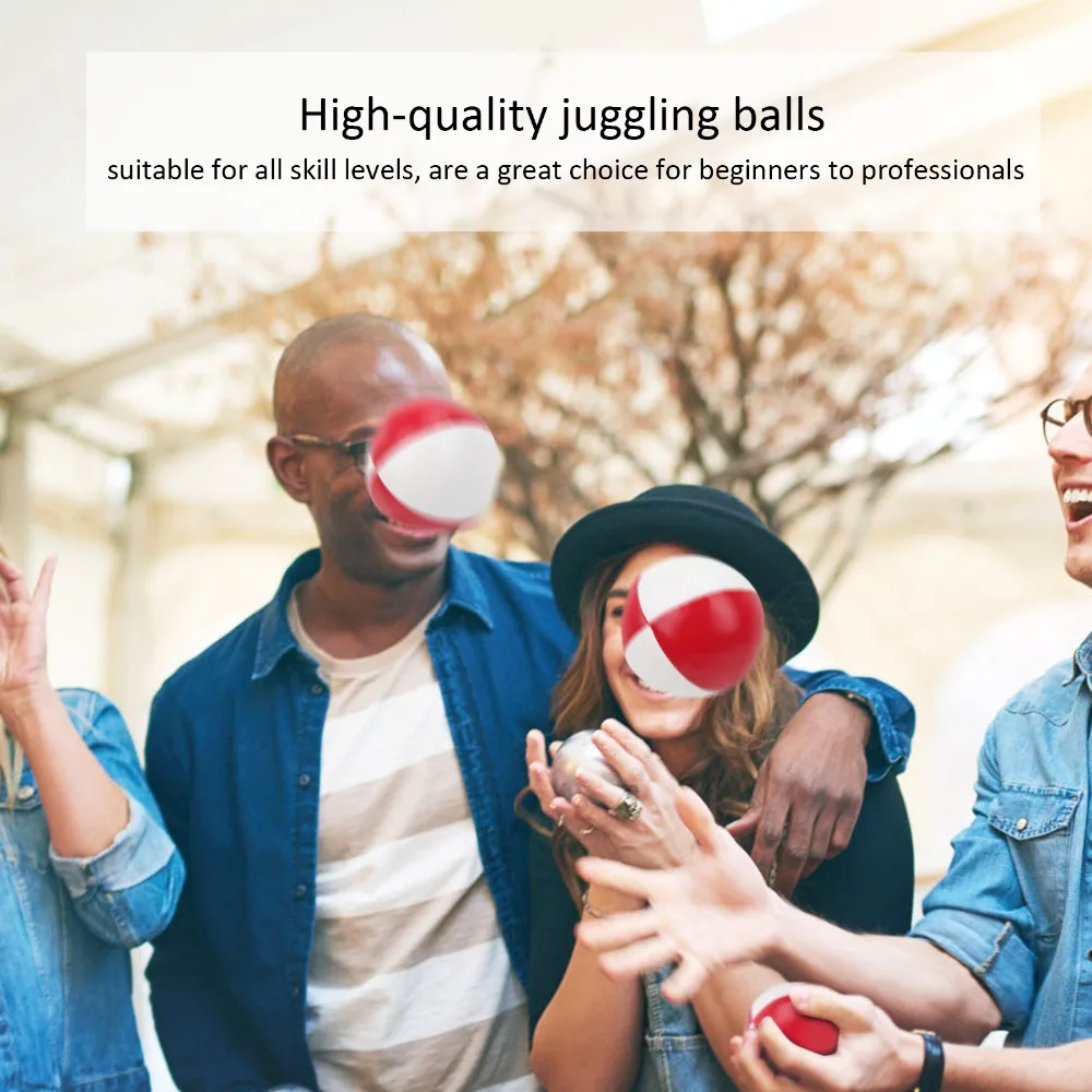 3PCS Ball PU Leather Juggling Balls Blue White Red White Practice Balls No Bounce Footbag Balls Indoor Leisure