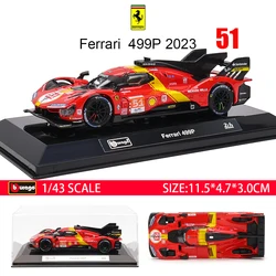 Bburago 1:43 Le Mans 2023 Ferrari 499P 296 488 250 512 Alloy Luxury Vehicle Diecast Pull Back Cars Model Toy Collection Gift