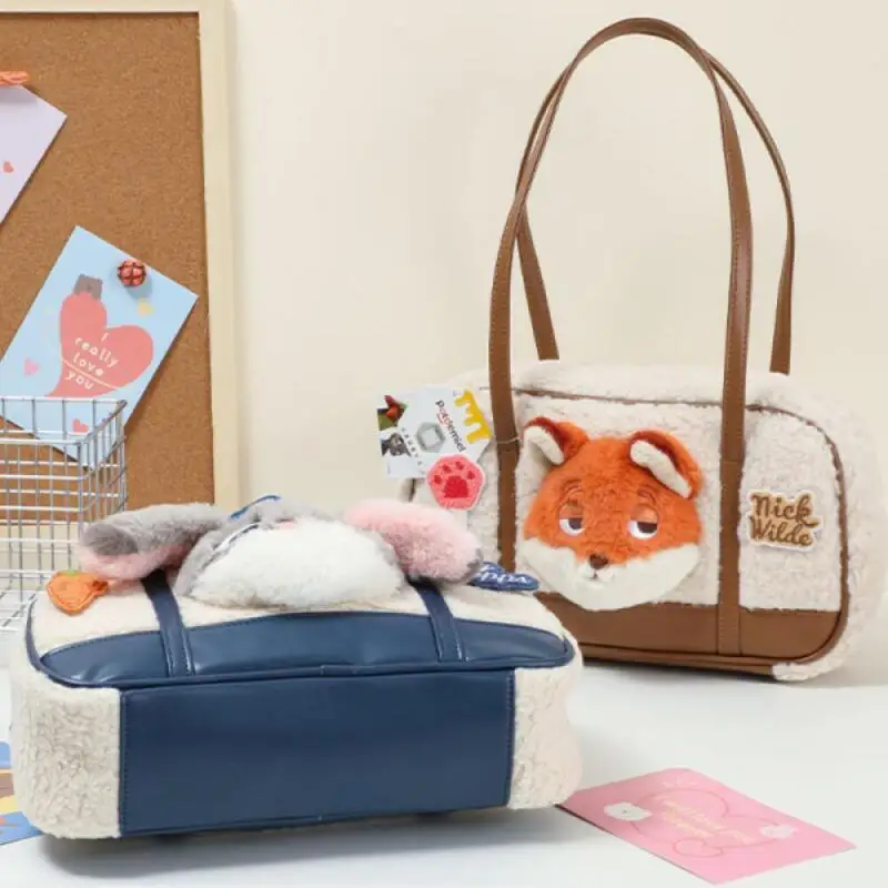 

Новые зимние поступления Disney Zootopia плюшевая сумка подмышки женские повседневные модные сумки Nick Wilde мультяшная плюшевая сумка из смешанного материала из искусственной кожи