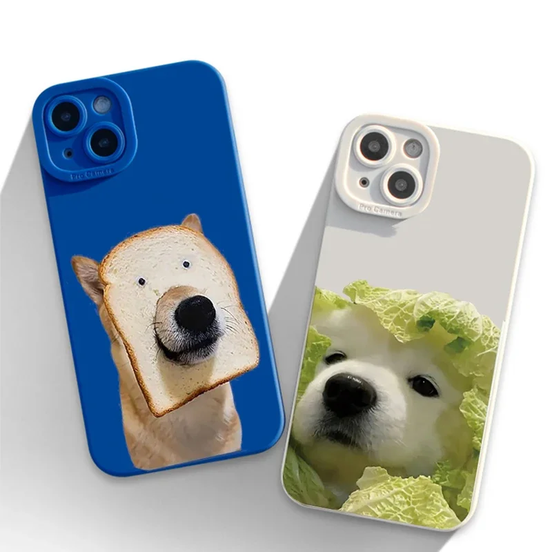 Cute Bread Dog TPU Soft Phone Case for IPhone 14 15 Pro Max 13 12 11 Pro 7 8 Plus SE 2020 XR X XS Max Phone Cover Bumper