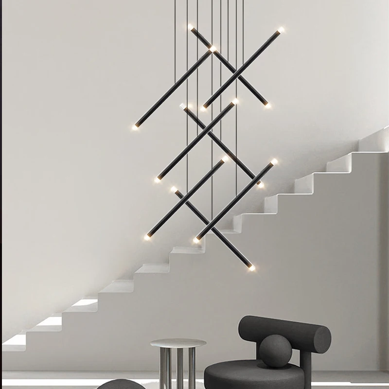 Lampadario moderno lampadario per scale a LED lampadario per soggiorno di design lampadario a colonna lunga ponte interno le sale lampada a sospensione per soffitta