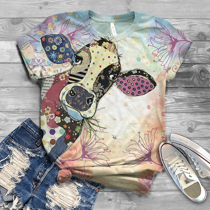 

3D printed rose skull women's T-shirt with retro pattern casual round neck top, short sleeved oversized T-shirt