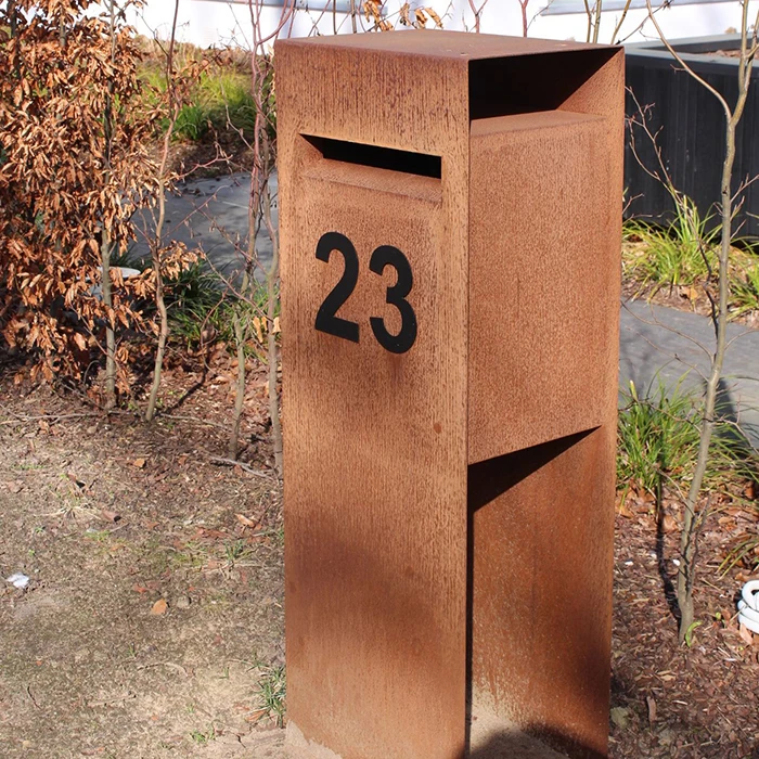 

Outdoor Metal Mailboxes Garden Decor Letter Box Waterproof Corten Steel Parcel Letterbox