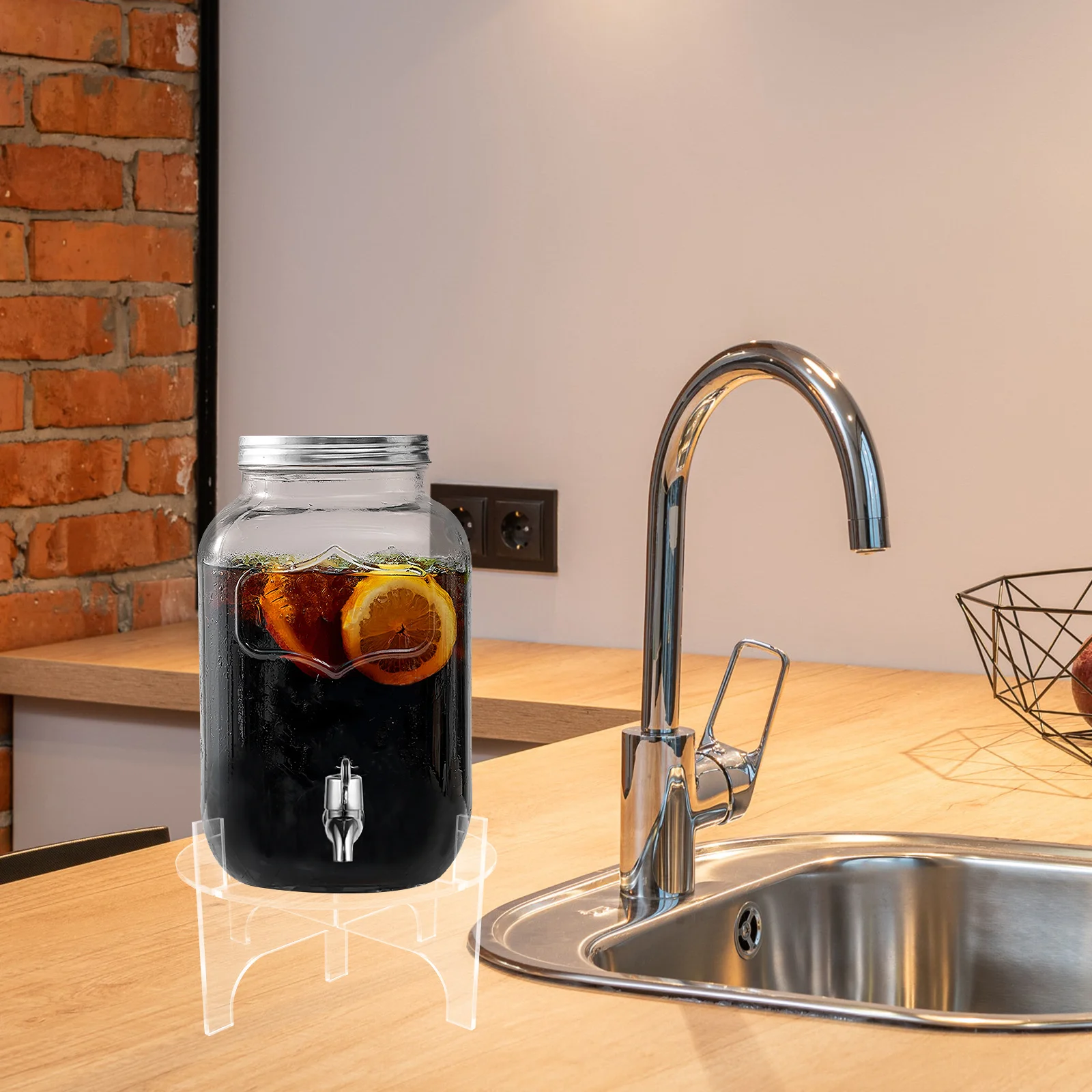 حامل موزع المشروبات من الأكريليك الشفاف لعصير الشاي والكوكتيل وحانات الحفلات والمقاهي والوجبات الخفيفة وصواني تقديم للحفلات