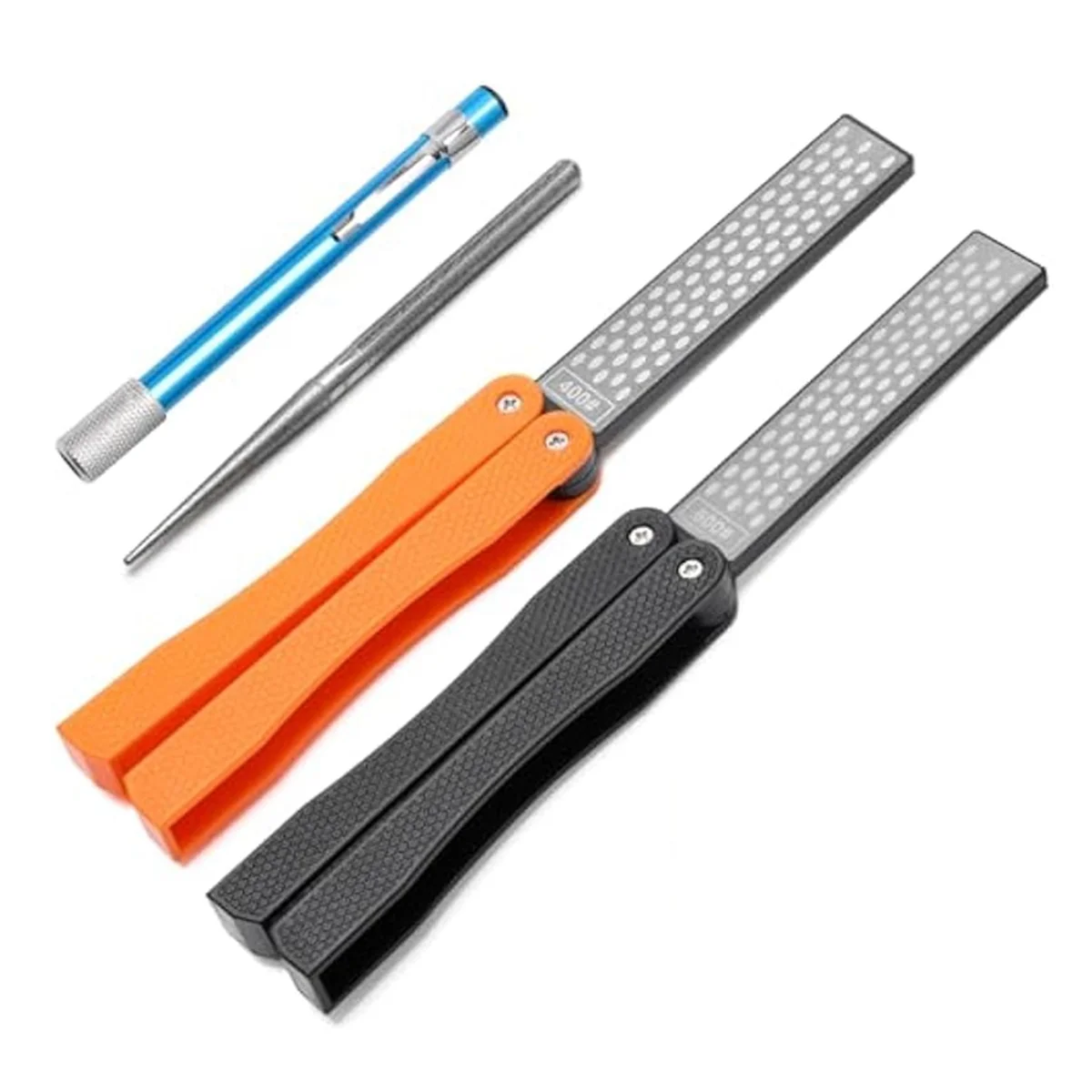 

2 Double-Sided Diamond Knife Sharpener/1 Retractable Diamond Sharpening Rod,Blade Sharpener Stone Pocket Knife Sharpener