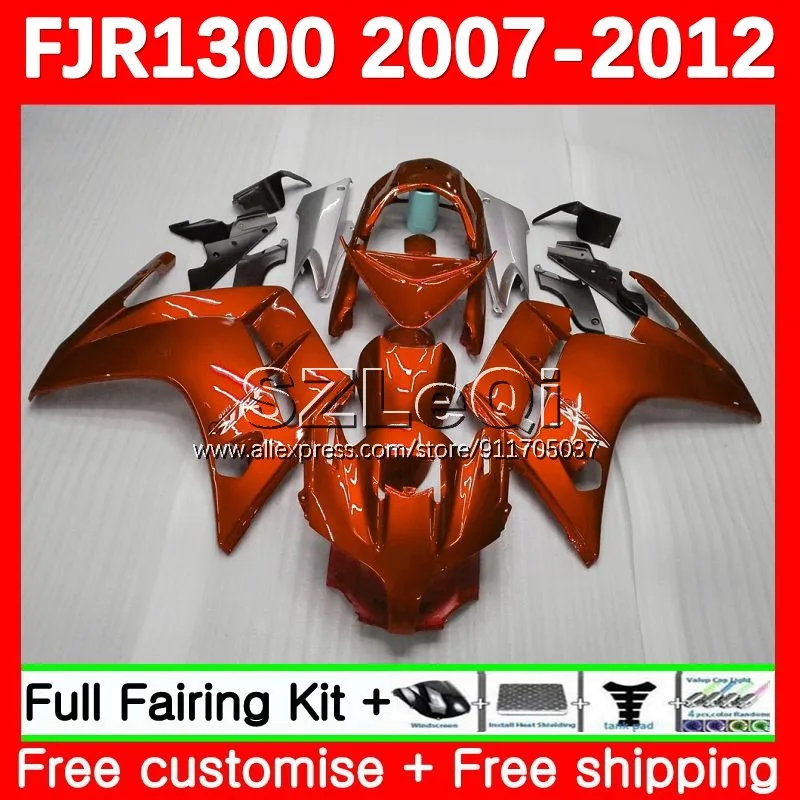 FJR1300A For YAMAHA FJR 1300 Glossy orange A C FJR1300 07 08 09 10 11 12 147No.14 FJR-1300 2007 2008 2009 2010 2011 2012 Fairing