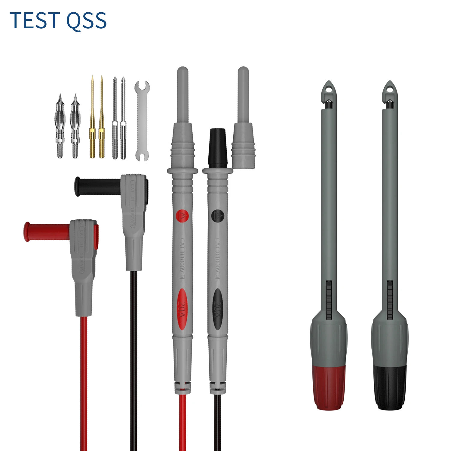 QSS Multimeter Test Lead Kit with Replaceable Precision Sharp Probes with Puncture Wire Piercing Back Probe Electrical Tool