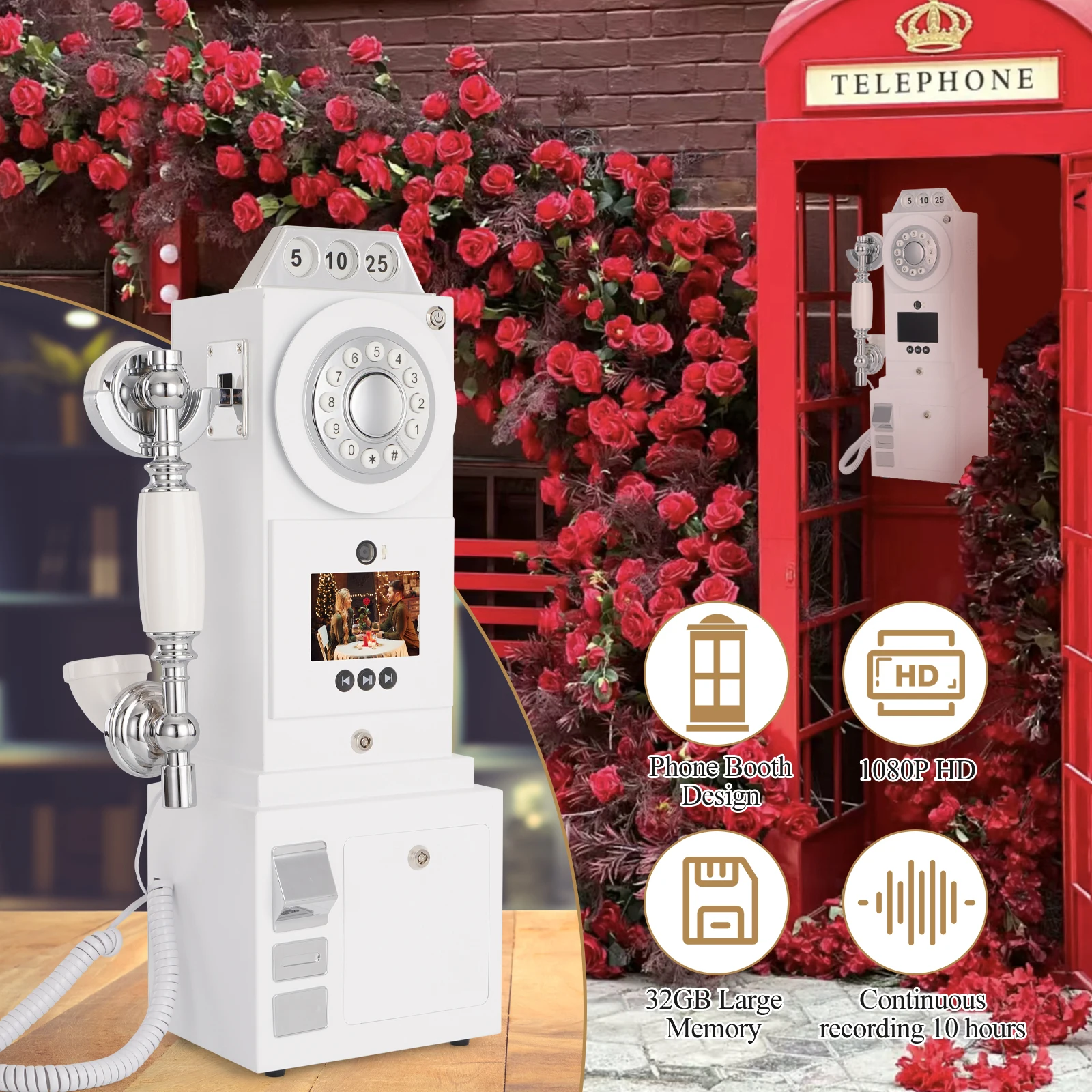 Wedding Audio Guestbook YSNAR TVR-601W 32GB SDK Voice Message Coin Operated Payphone