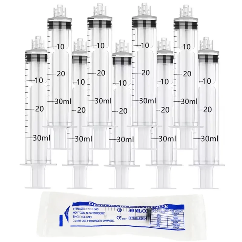 30ml/cc Syringe Luer Lock Sterile individually Packed Plastic No Needle Disposable injector Oil Glue Applicator Glue Feeding Pet
