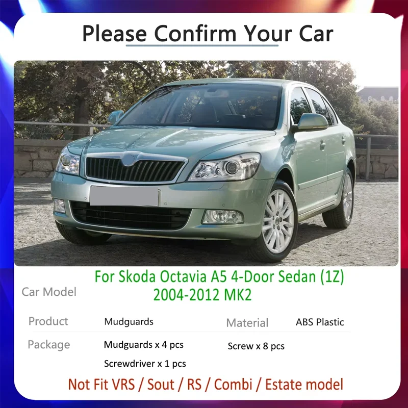 Tire Fender Mud Flap for Skoda Octavia A5 2004~2012 MK2 2005 2006 2007 2008 Car Accessories Stickers Car Mudflaps Splash Guards