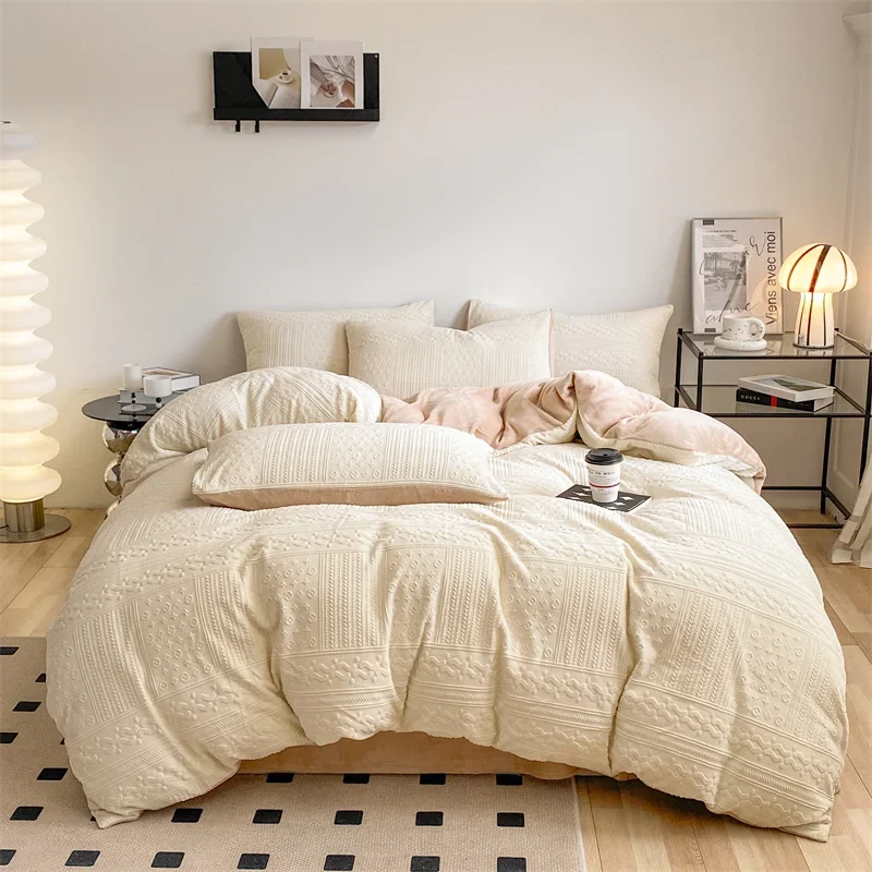 

Velvet Fluffy Bed Cover Full Set Microfiber Comforter Bedding Set Winter Quilt Duvet Cover Decoration Bedrooms Bed Sheets Set