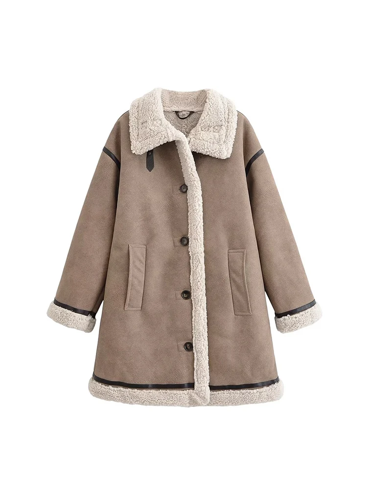 

Новое женское модное, универсальное, элегантное и повседневное двубортное пальто с длинными рукавами в европейском стиле.