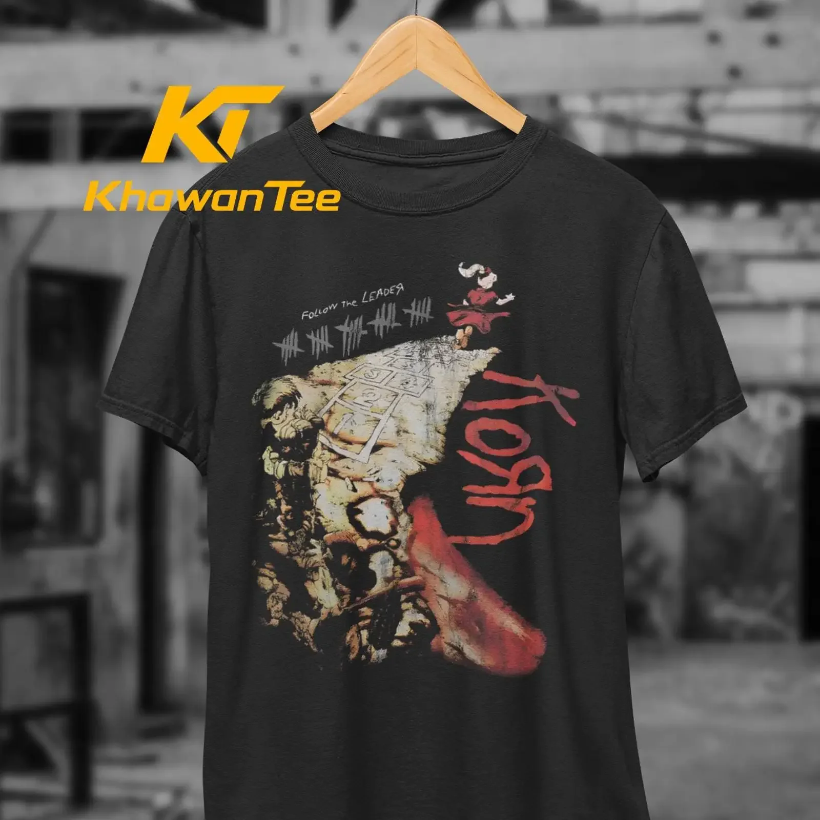 Korn Follow The Leader T Shirt Nu Metal Y2k Rock Fan Merch vintage Washed Versatile homme Slightly Stylish