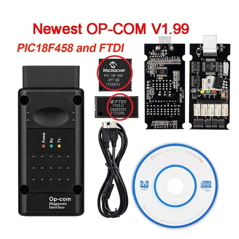 Opcom 1.99 OP COM PIC18F45K80 FTDI chip Can be Flash update OBD2 Car CAN BUS Diagnostic Tool For Opel till 2021 2019 200603a