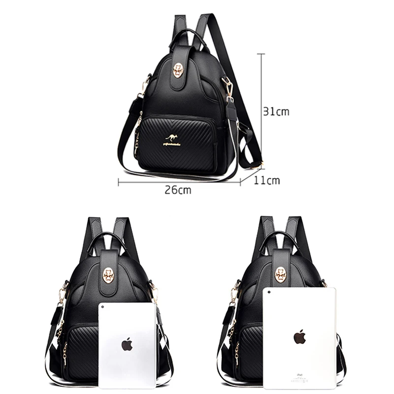 2024 New Fashionable Women\'s Backpack High Quality Soft Leather Women Shoulder Bag Famous Luxury Brand Female Handbag Sac A Main