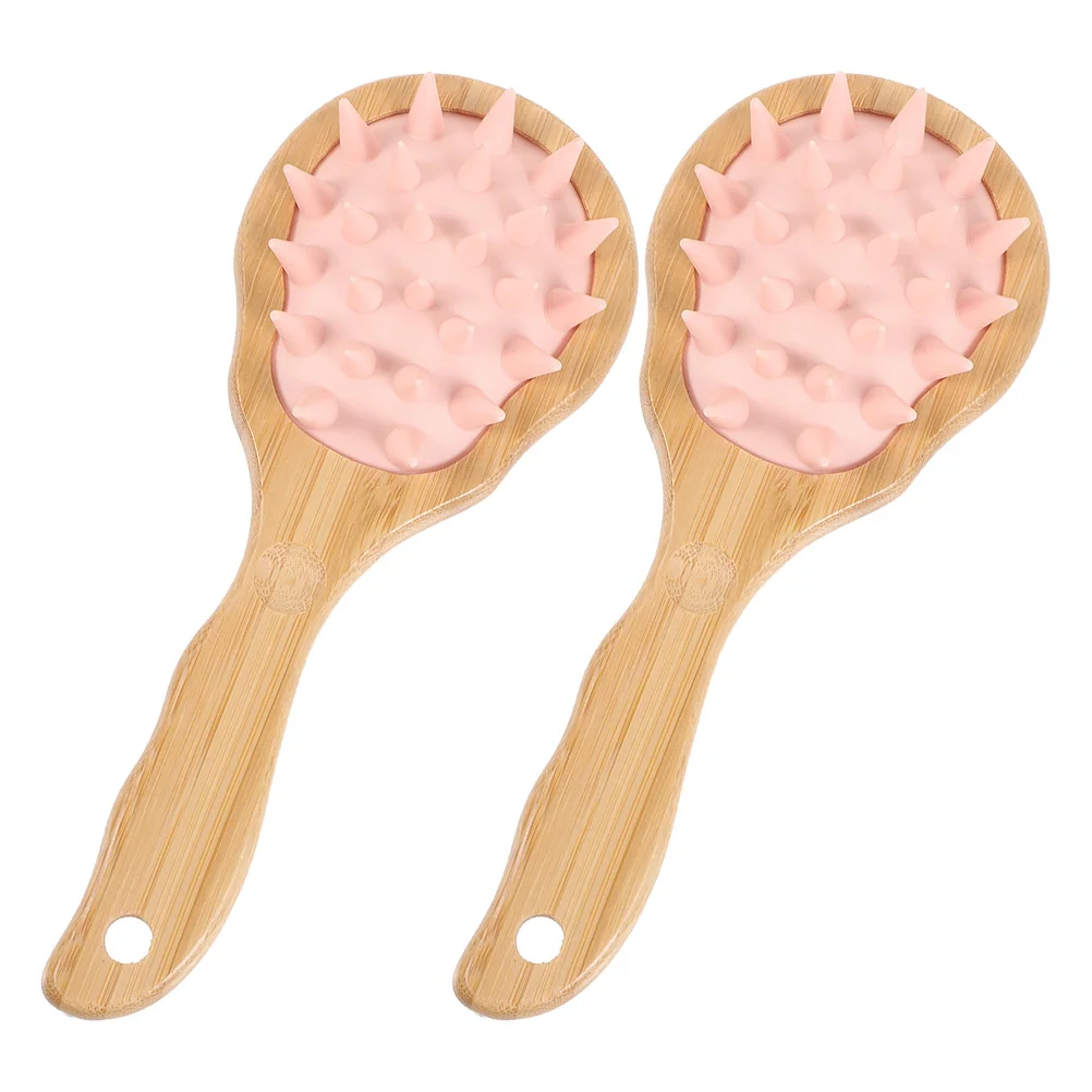 

2Pcs Long Handle Hair Wash Massage Comb Soft Bristles Scalp Massager Paddle Brush for Curly Thick Hair Women Hairbrush for Women