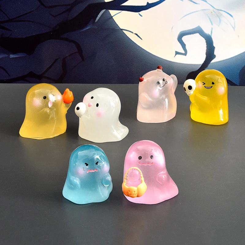 Luminous Ghost Spirits Mini Landscape Figure Ornament Outdoor Glowing Miniature Statue Potted Mini Garden Accessories