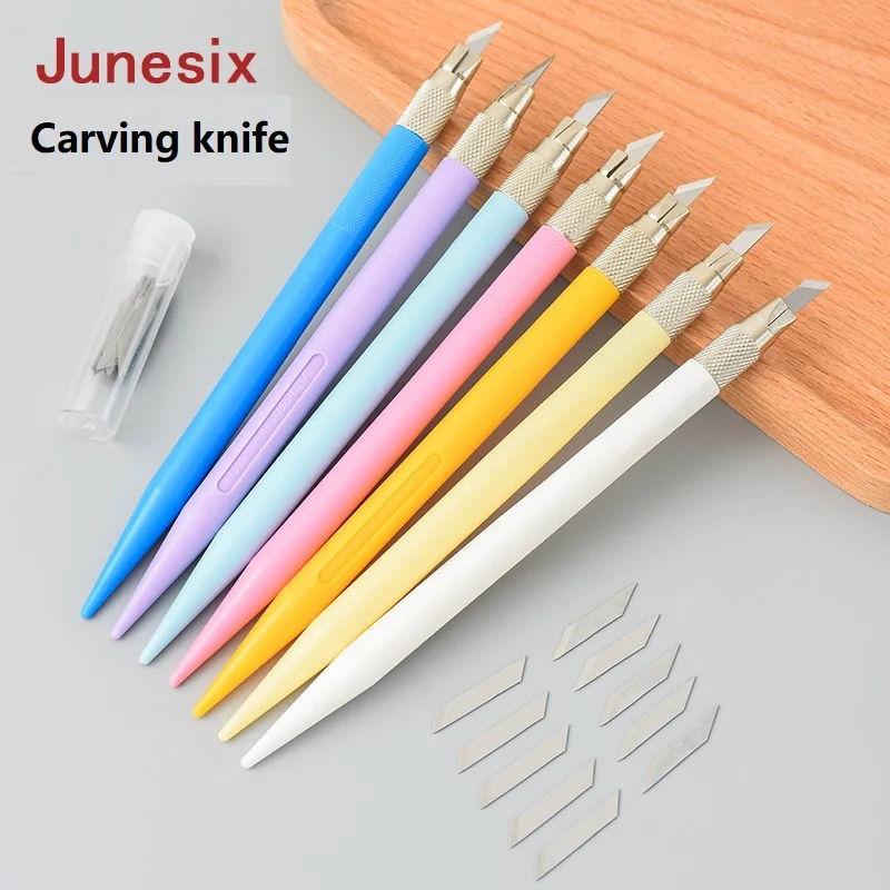 

Junesix801 Carving Pen Knives Contains 10 Blades Portable Model Assembly,Cutting,Mobile Phone Film,Paper Art,Mini Carving Knife