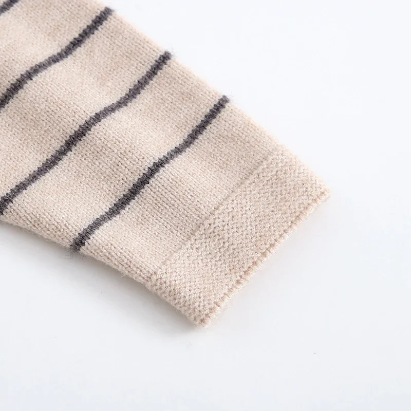 جديد ربيع 2026 ملابس داخلية محبوكة للأطفال حديثي الولادة من البنات والأولاد بأكمام طويلة مخططة للأطفال الرضع ملابس أطفال محبوكة