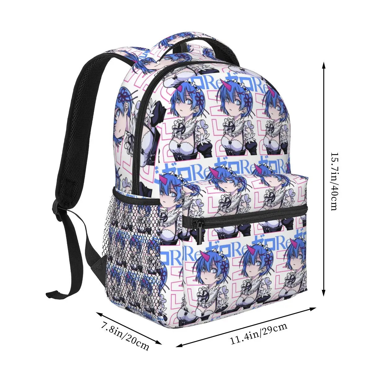 Rem Ram Re Zero Starting Life In Another World Anime Student Backpack School Bag Daypack for Boys Girls Bookbag Shoulder Bags