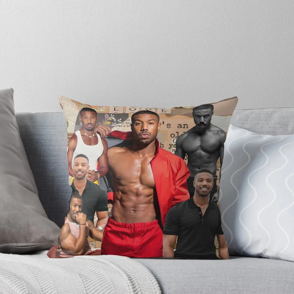 Michael B. Jordan photo collage Throw Pillow christmas decorations for home 2025 Marble Cushion Cover Sitting Cushion pillow