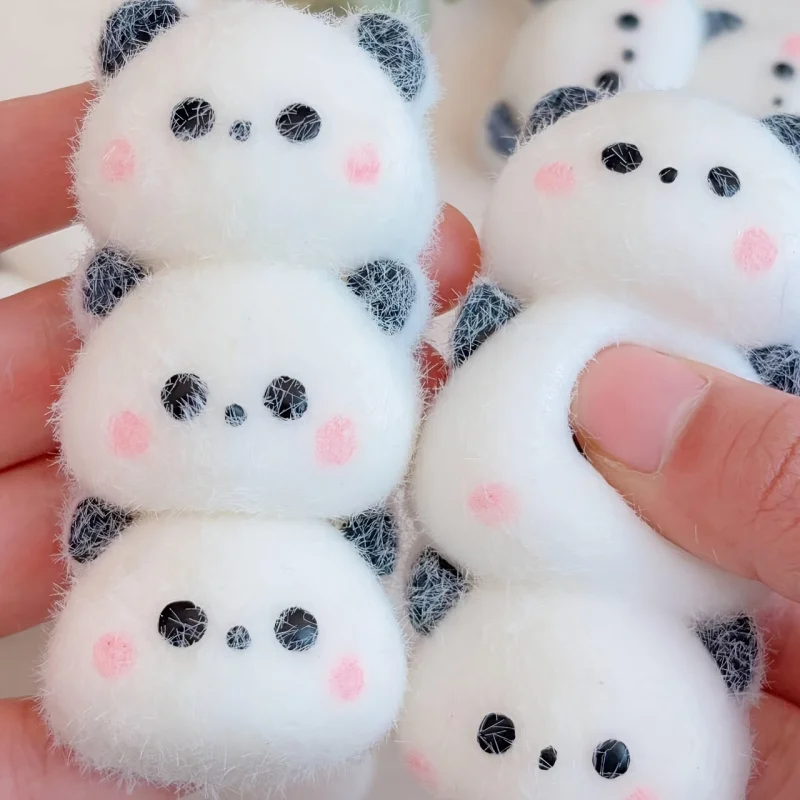 Trois Panda mignon connecté tête à tête, endormi, peluche douce, jouet à presser, couleur blanche, pour Halloween, pâques, cadeau du nouvel an