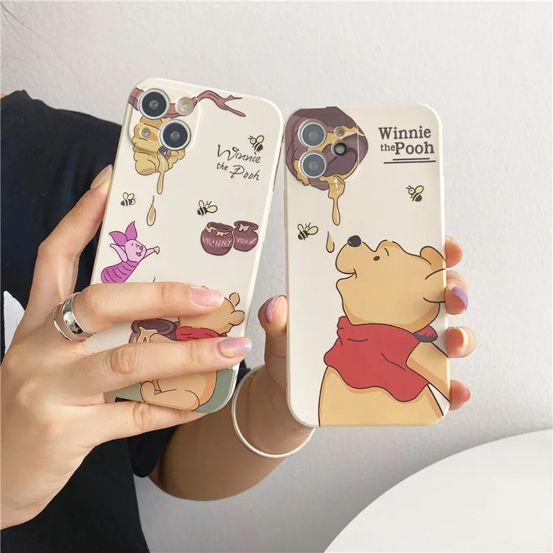 Cute Cartoon Winnie the Pooh Piglet Disney Cover for iPhone 11 12 13 14 15 Pro Max Plus X XS XR 15Pro 7 8 Mini Phone Case