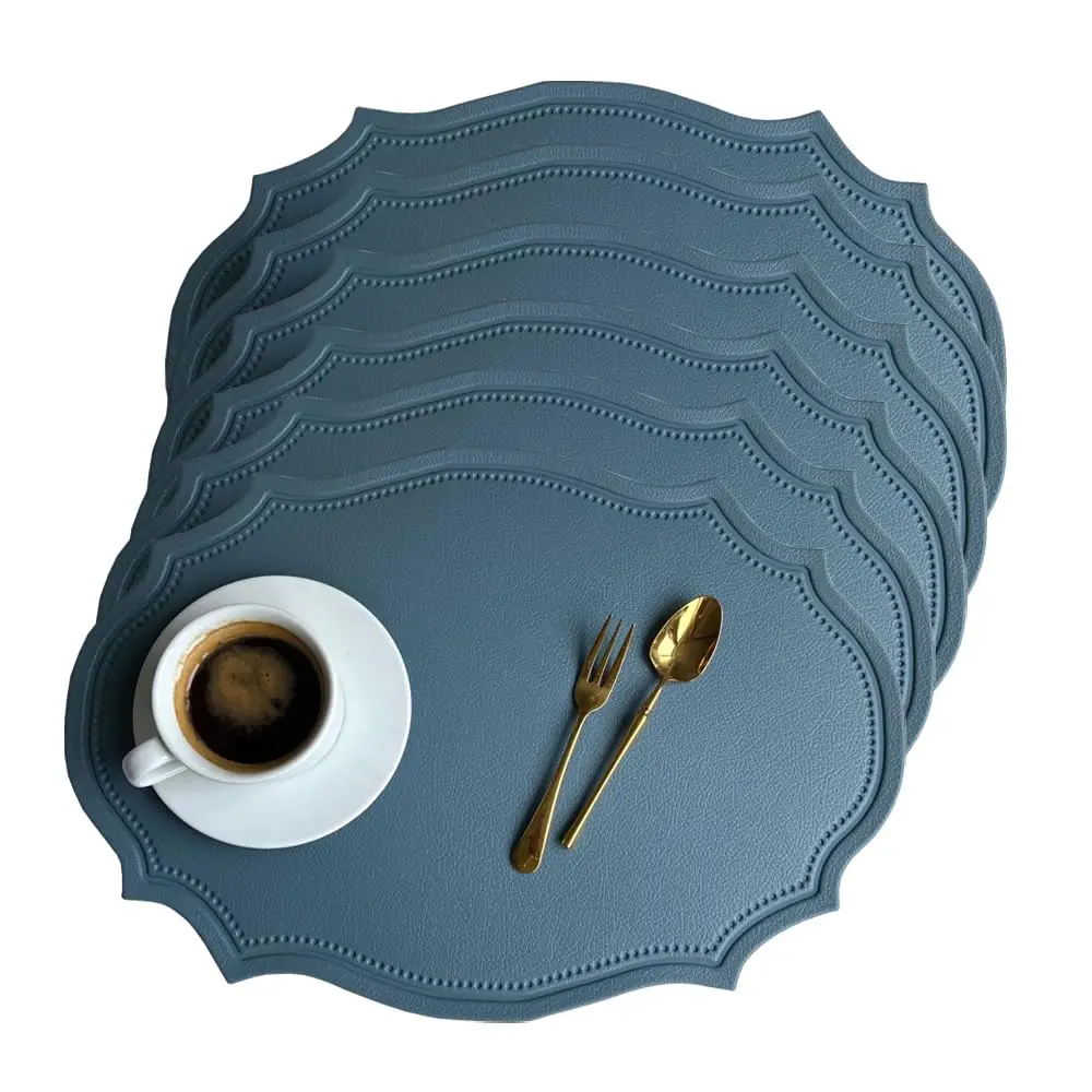 

Leather Washable Placemats,Thick Faux Leather Heat Resistant Elliptical Shape Table Mats,Waterproof Non-Slip Place Mat for Home