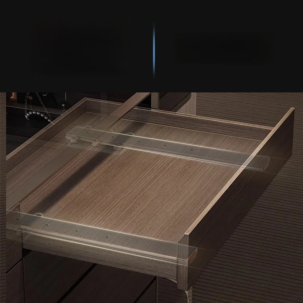 Concealed Jewelry Display Cabinet Slide Rail Pocket Cabinet Sliding-Hidden Swing Door Track Damping Buffer Under Mount Drawer
