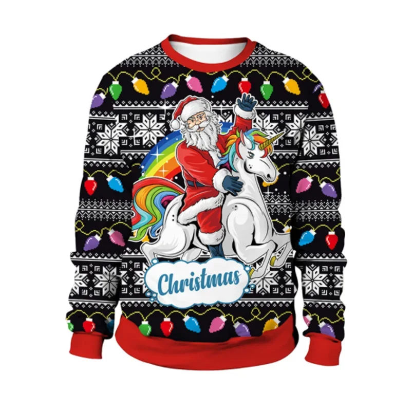 

Christmas 2024 new printing round neck pullover sweater men and women lovers Ugly Christmas Sweater Autumn Winter Blouses