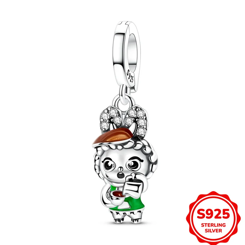 

Original 925 Sterling Silver Meat Rabbit Barista pendant Charms Fit DIY Bracelet Necklace Engagement Birthday Jewelry Gift