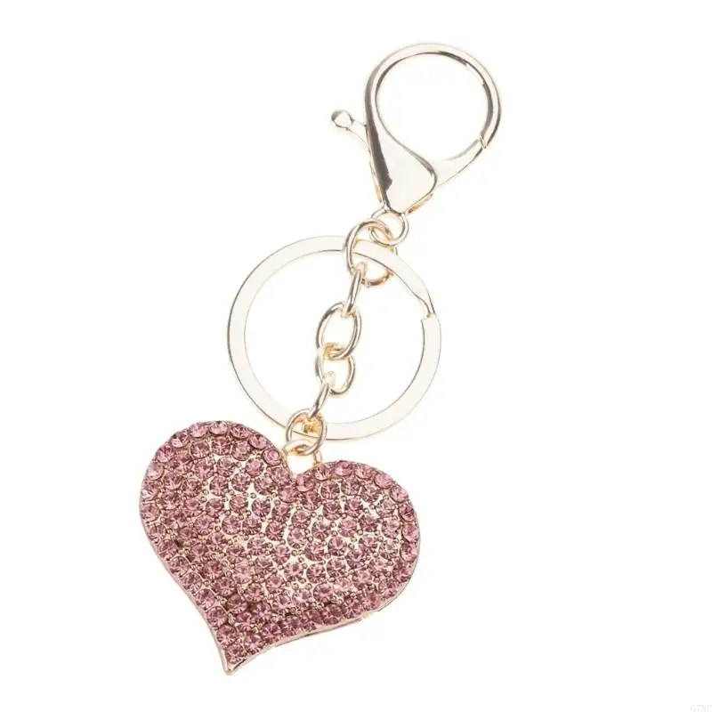 Elegant Heart Keychain Full Rhinestones Cut Design Lightweight Build Keyring Ornament for Travel or Daily Carry