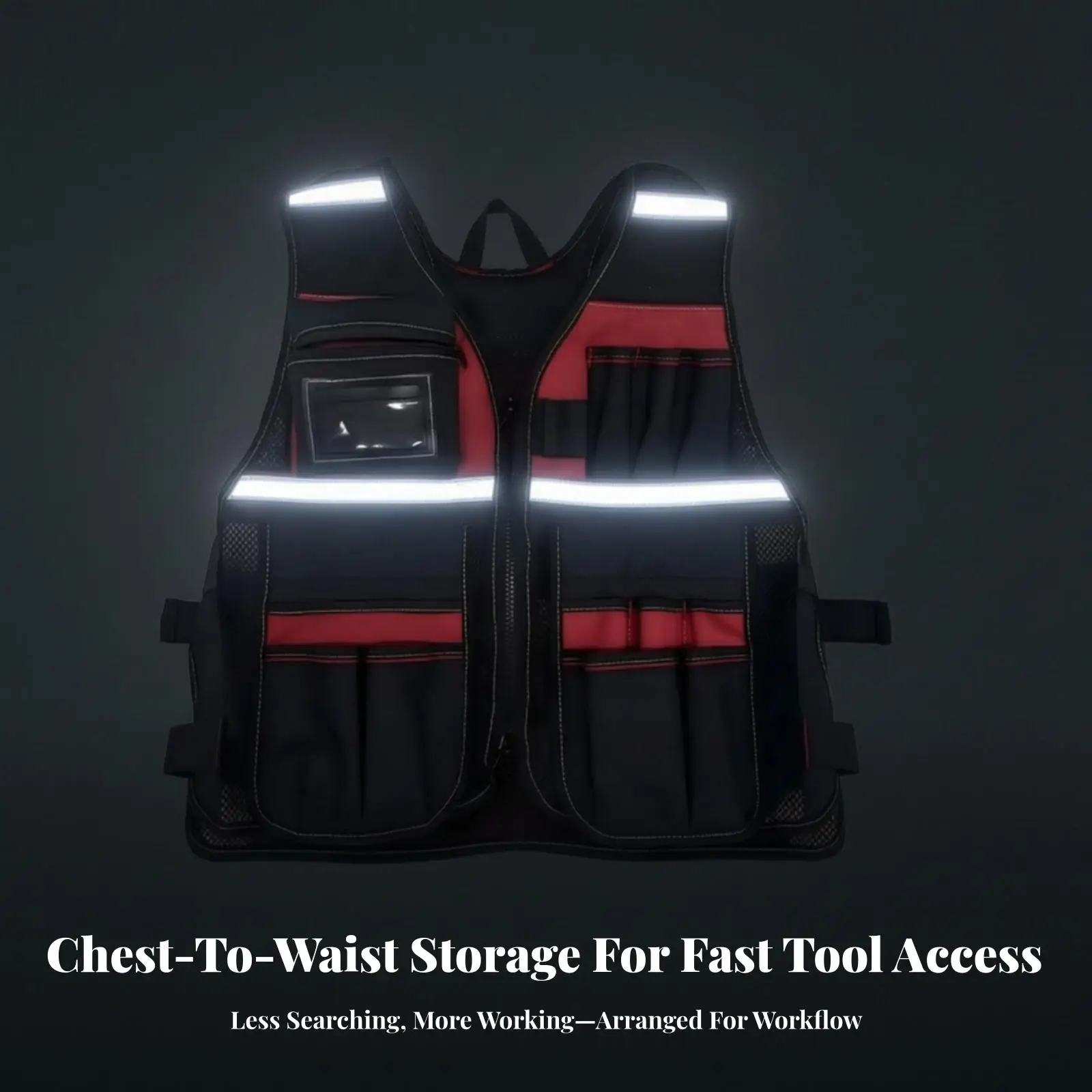 Breathable Mesh Work Vest with Many Pockets for Tools High Visibility Safety Construction Vest