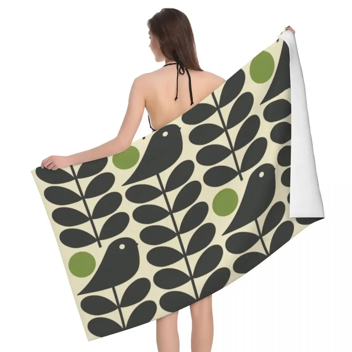 Custom Orla Kiely Dark Color Bath Beach Towel Microfiber Scandinavian Flower Scandi Retro Shower Sports Yoga Towels