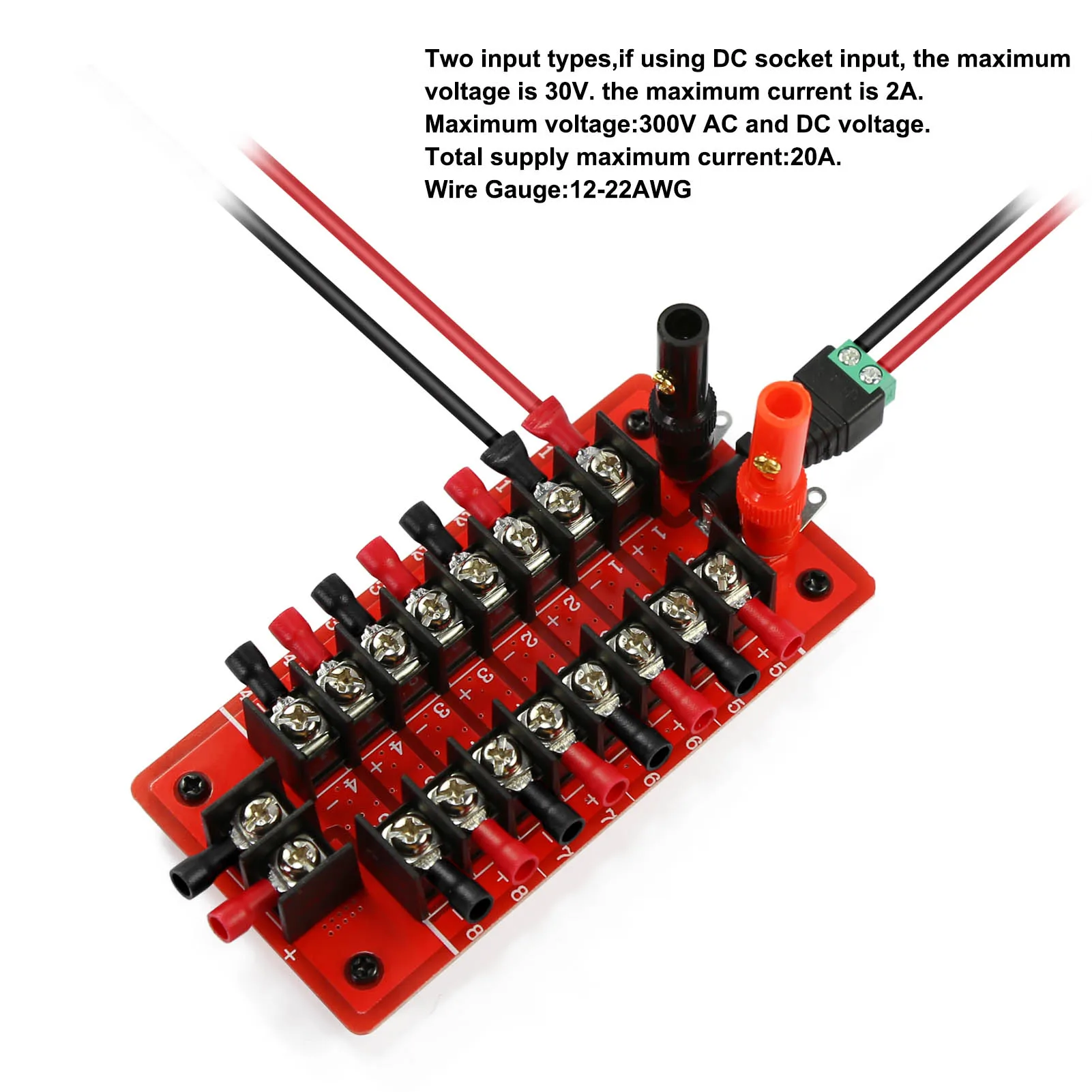 PCB016 Distribution Module 20A Power Distributor 3 Inputs 8 Pairs Outputs AC DC Control Board