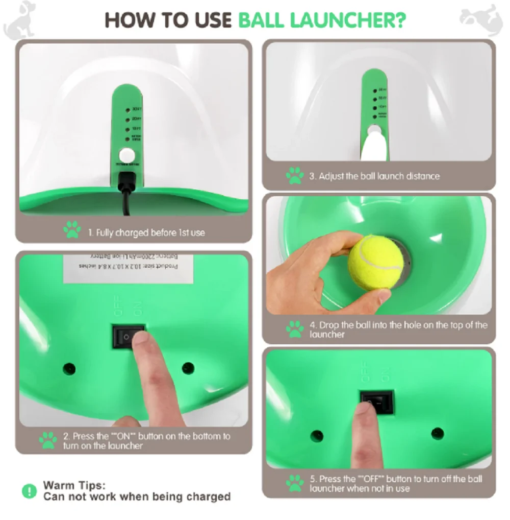 Dog Launcher Automatic Dogs Chase Toy Tennis Throwing Pinball Machine Fun Interactive Throw Rechargable Catapult USB Charging