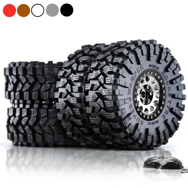 

4pcs 120mm 1.9" Metal Beadlock Wheel Rim Rubber Tire Set for 1/10 RC Crawler Car Traxxas TRX4 RC4WD D90 Axial SCX10 II III MST