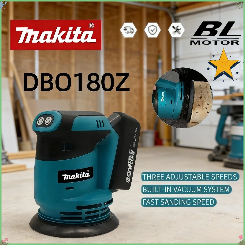 

Беспроводная аккумуляторная бесщеточная эксцентриковая шлифовальная машина Makita DBO180Z 18В для обработки дерева, шлифовки и полировки