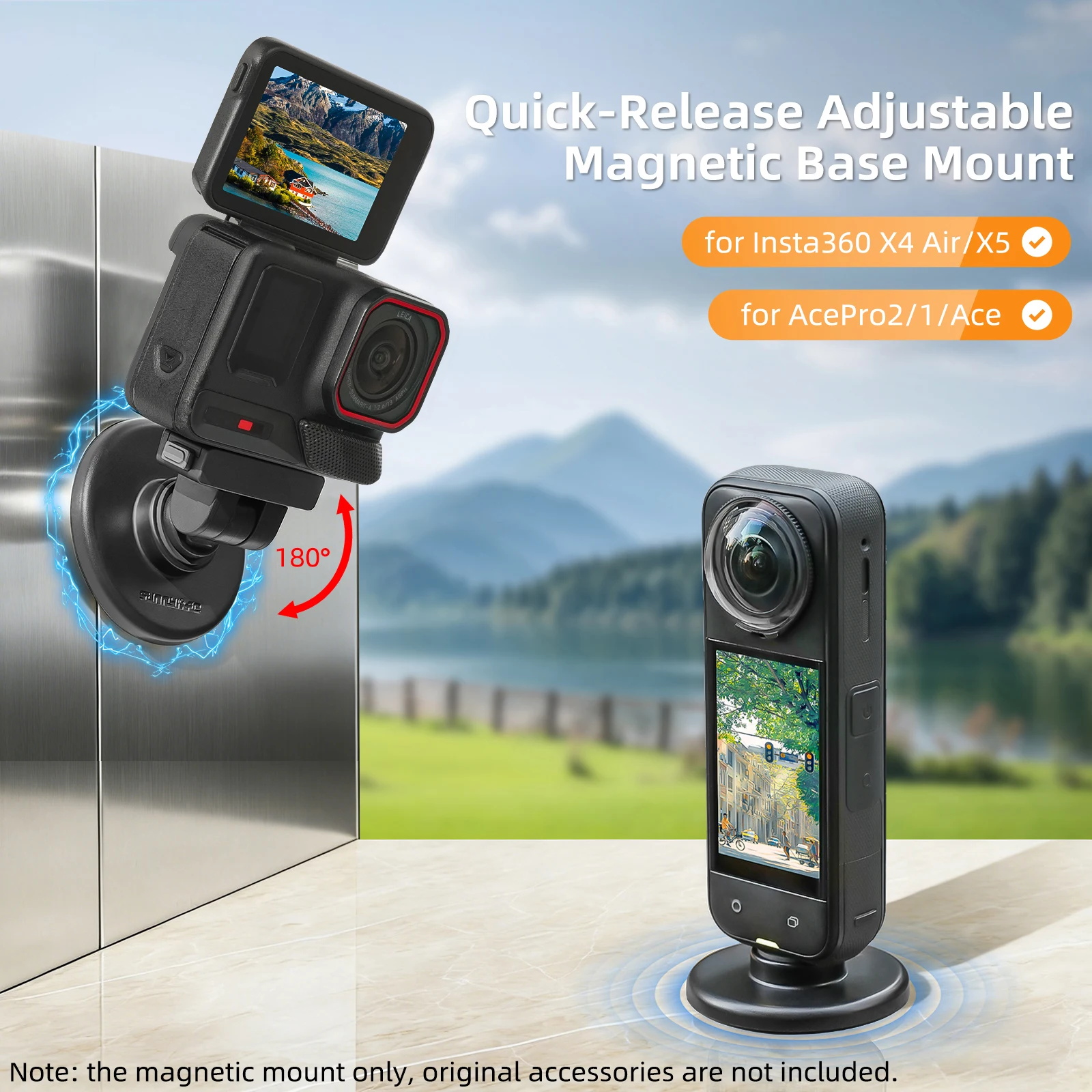 

Магнитное крепление-адаптер для Insta360 X4 Air/X5/Ace Pro2/1, быстросъемный кронштейн с присоской, аксессуары для камеры