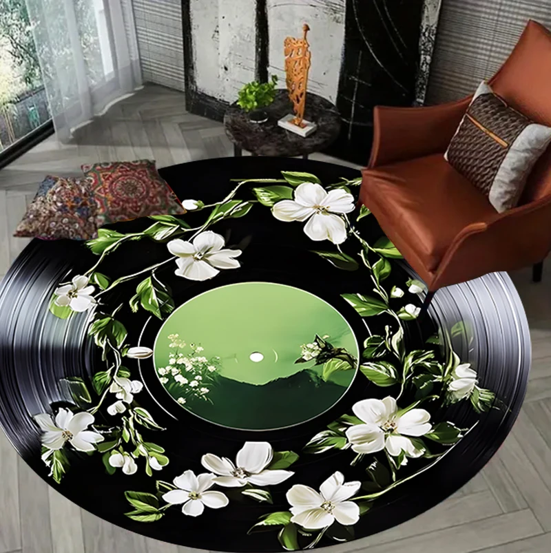 Flower Tape Circular Carpet Retro Large Modern Nordic Style Crawling Carpet Pet Rest Mat Anti Slip Floor Mat Decoration Carpets