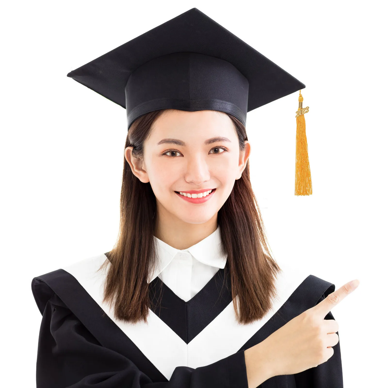 6Pcs 2023 Graduation Hat Tassels with Gold Year Charm Academic Cap Tassels for Doctorate Bachelor Ceremony Decorative Fringe