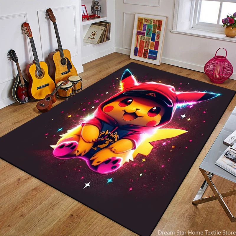 Cartoon Pokemon Anime 3D Carpet Rug for Home Living Room Bedroom Sofa Doormat Decor,Child Play Area Rug Non-slip Floor Mat Gifts