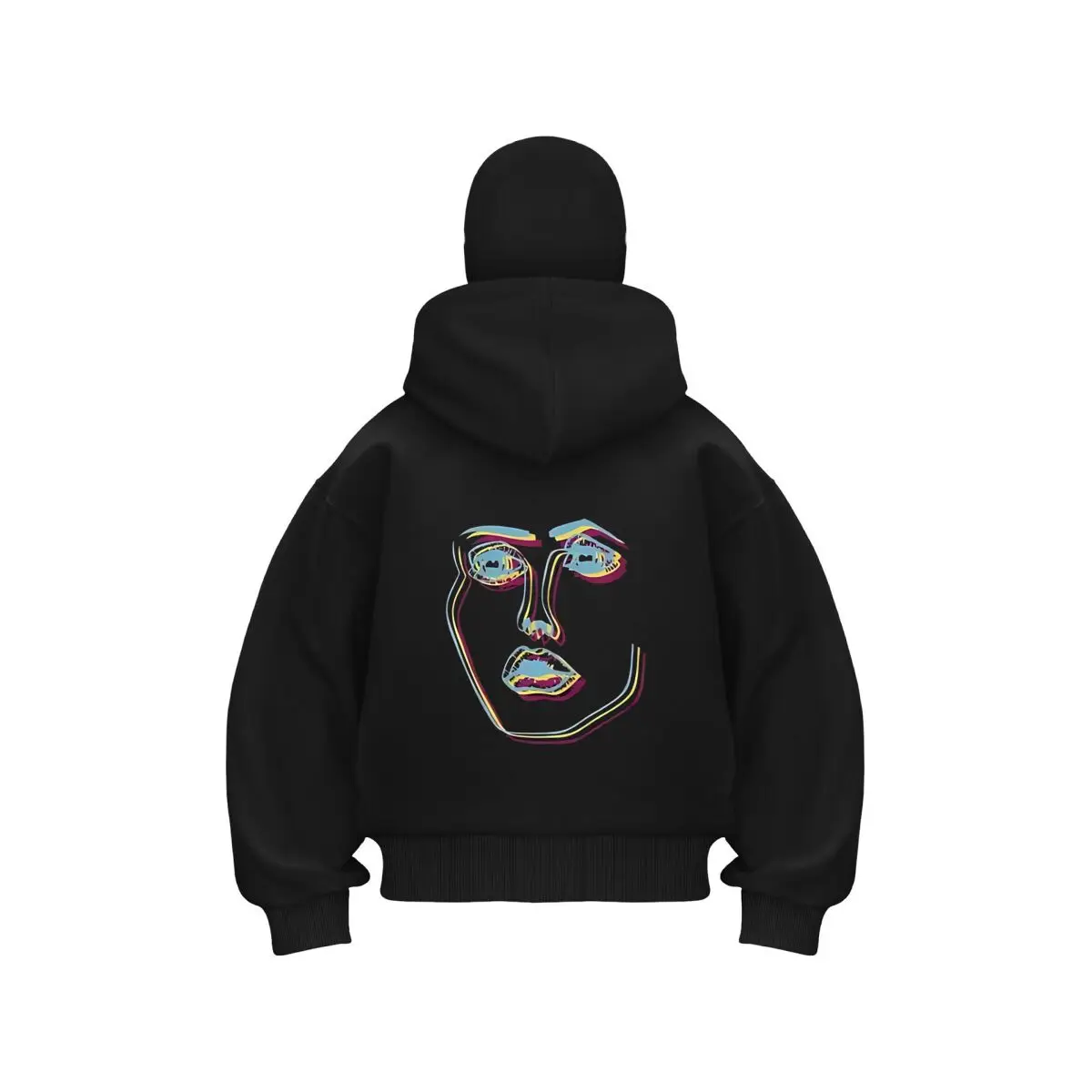 Color Face abstract  portrait art Double Hood Balaclava Men Zip Hoodie Winter Warm