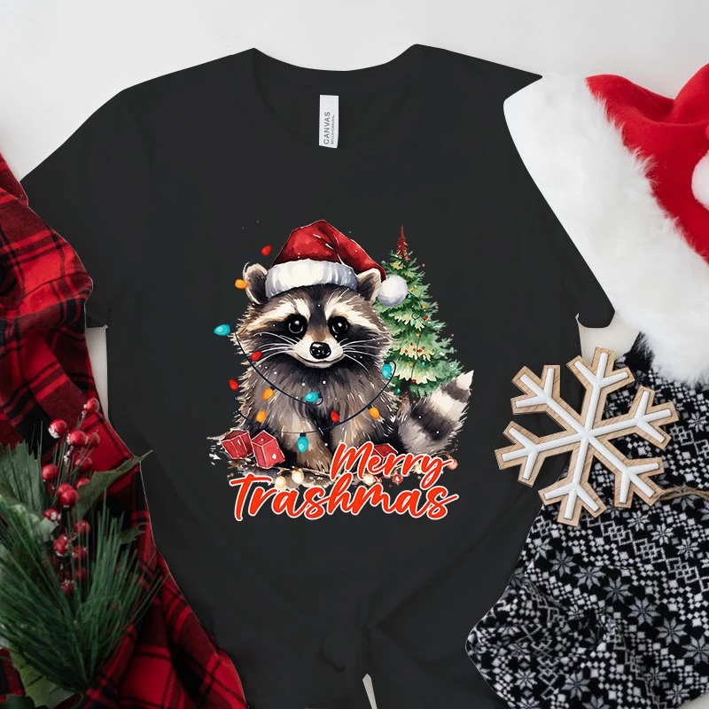 

Hot Christmas Merry Trashmas Graphic Short Sleeve T-Shirts For Women Men Shirts Loose T-Shirt Casual Summer T-Shirts Plus Size